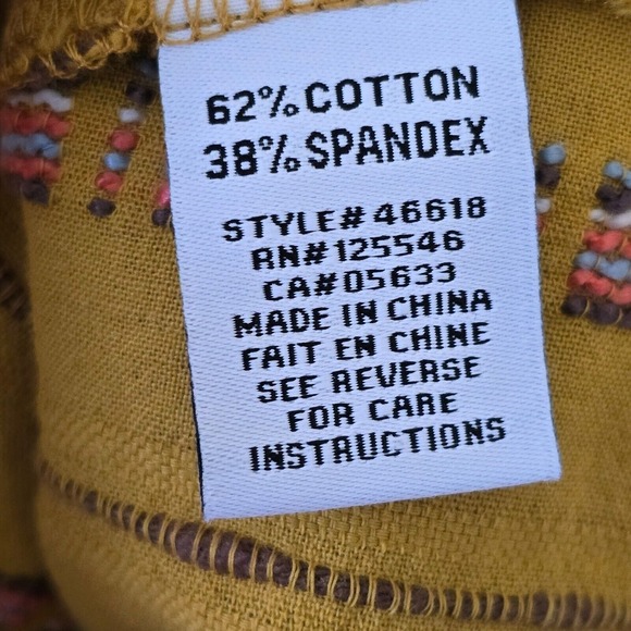 Habitat Clothes Top Womens Medium Yellow Button Up Long Sleeve Geometric - Picture 7 of 14